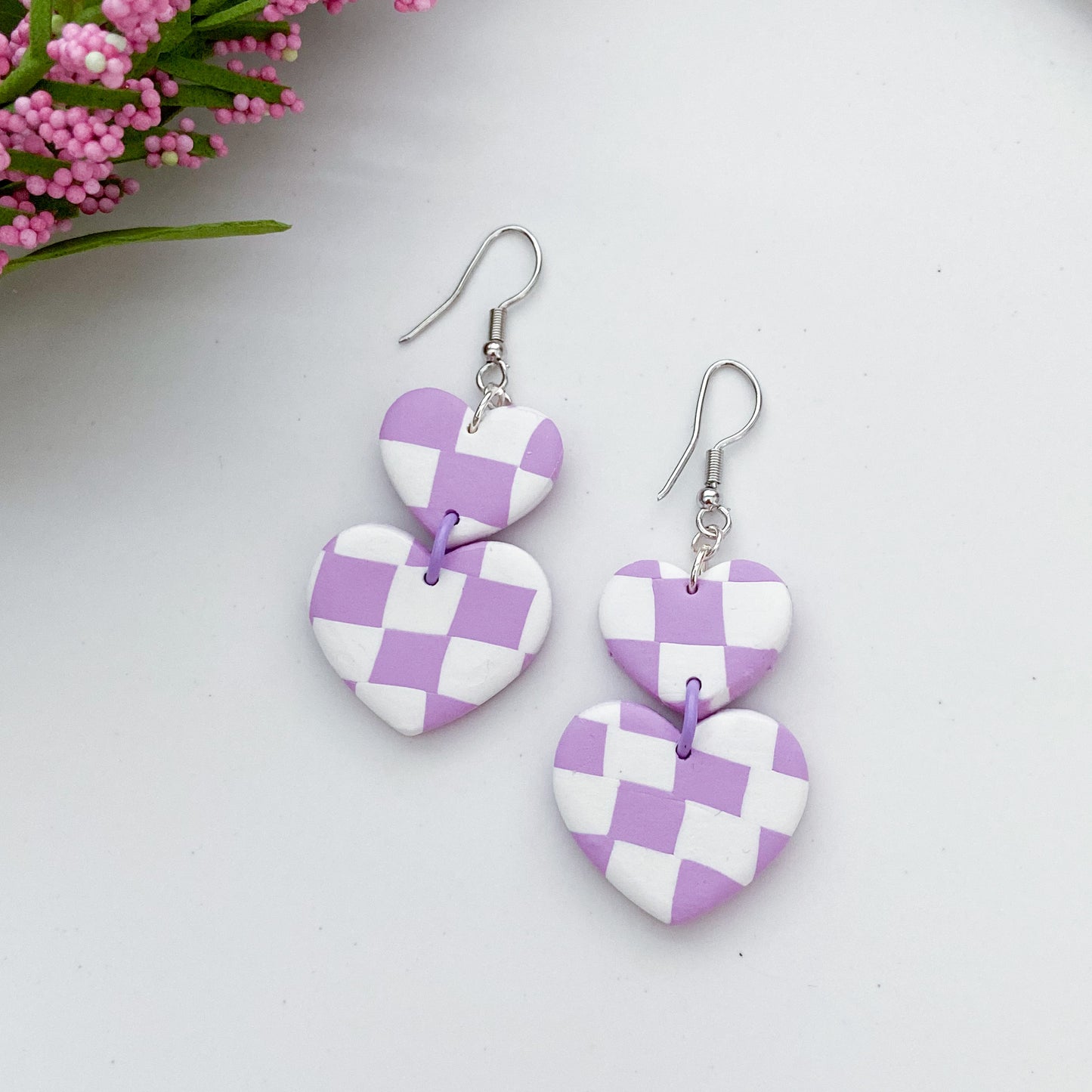 Checkerboard Heart Earrings